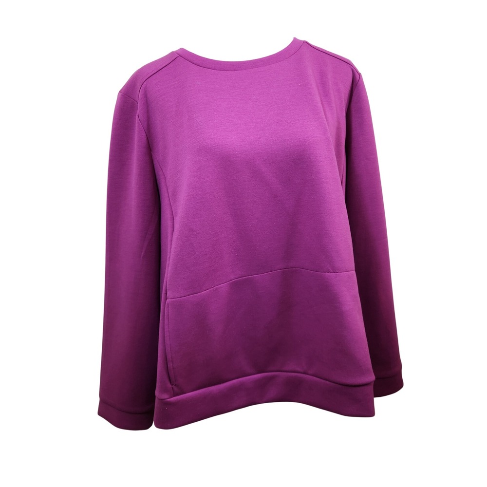 T by Talbots Purple Fuschia Crew Neck Sweatshirt Womens Size 2X‎ Cozy Boxy Top